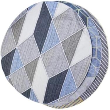 Imagem de Tapete circular, estampado, macio, decorativo para sala e quarto, resistente, felpudo, duravel, colorido. - Cores sortidas