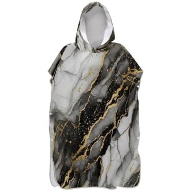 Imagem de Joisal Poncho de surfe de mármore preto cinza branco trocando roupão adulto com capuz toalha de praia estampado ponchos adultos para mulheres