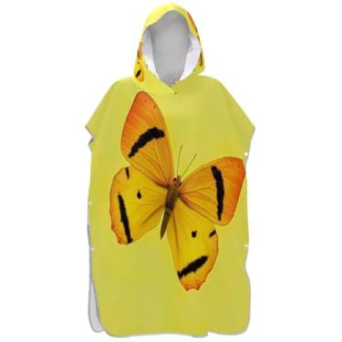 Imagem de Joisal Art Yellow Butterfly Surf Poncho para adulto trocador de roupa de banho toalhas com capuz absorventes homens mulheres poncho com capuz