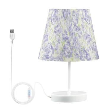 Imagem de Joisal Abajur noturno floral verde roxo para os olhos, abajur de mesa LED, lâmpada de quarto, decoração de quarto de hóspedes