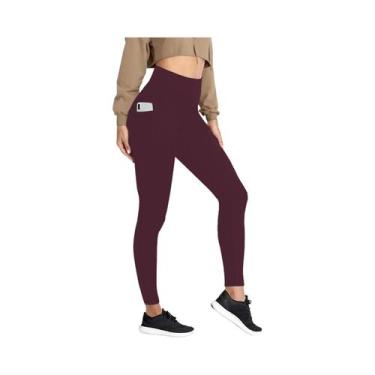 Imagem de Leggings Esportivas Femininas De Cintura Alta Super Macias Com Bolsos 