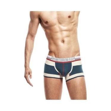 Imagem de Cueca boxer vintage de algodão masculina, roupa íntima de cintura baix
