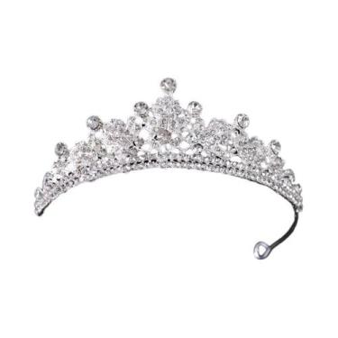 Imagem de Tiara De Cristal Prateada Para Noivas, Coroa De Princesa Com Strass Pa