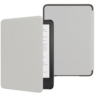 Imagem de Capa para Kindle 15.2 cm (11ª geração, versão 2024/2022), couro PU premium, ultrafina, leve, inteligente, protetora, durável, com função hibernar automático, cinza