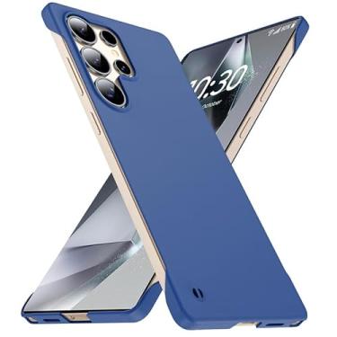 Imagem de GRECAZO Capa fina sem bordas para Samsung Galaxy S25 Ultra 17.5 cm (2025) ultrafina leve sem moldura fosca rígida PC capa com anel de puxar minimalista corda antiderrapante - azul
