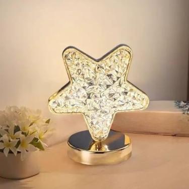 Imagem de Abajur Quarto, Abajur Led Recarregavel, LumináRia Lua Estrela Led Decorativa, 3 Tons de Iluminação(2 unidades (Estrela))