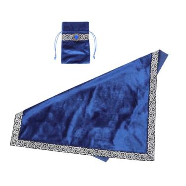 Imagem de Ipetboom Toalha de mesa de tarô Velvets 66 x 66 cm com bordas douradas e prateadas. Inclui bolsa de cartas de tarô para adivinhação criativa para bruxaria e práticas espirituais