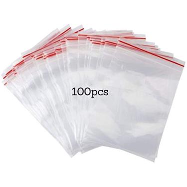 Imagem de 100 sacos plásticos transparentes reutilizáveis e seláveis de 4 × 6 cm - Sacos autoseláveis grossos e duráveis para biscoitos/joias/armazenamento pequeno de alimentos