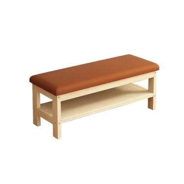 Imagem de Armários para sapatos com prateleiras para sapatos Banco de rack sapato, banco entrada madeira maciça, armazenamento multi-função dupla camada sala estar sofá fezes(Brown,100 * 30 * 45cm)