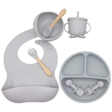 Imagem de Kit Introdução Alimentar Bebe 8 Peças Silicone Iniciação Para Alimentos Livre de BPA Atóxico Antibacteriano Seguro Sem Pontas Colher, Garfo, Copinho, Pote e Pratinho - Verde