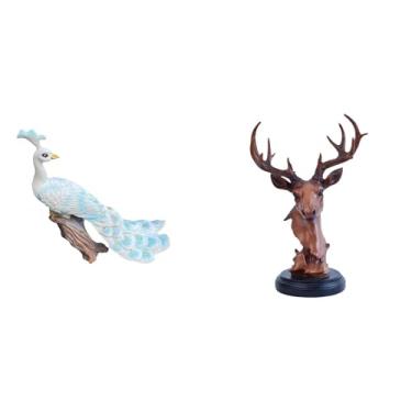 Imagem de Whtkoph Escultura de Veado, Figura Decorativa para Jardim, Artesanato, Estátua de Animal, Decoração para Casa, Ornamento para Pátio, Tampo de Mesa em Resina