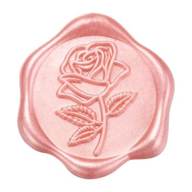 Imagem de Yoption Adesivos de selo de cera rosa, 50 peças de adesivos autoadesivos de selo de envelope em ouro rosa para convites de casamento, embrulho de presente, artesanato