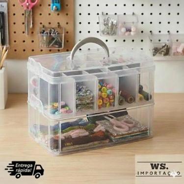 Imagem de Maleta Organizadora Multiuso missangas e bijuterias Modular Transparen