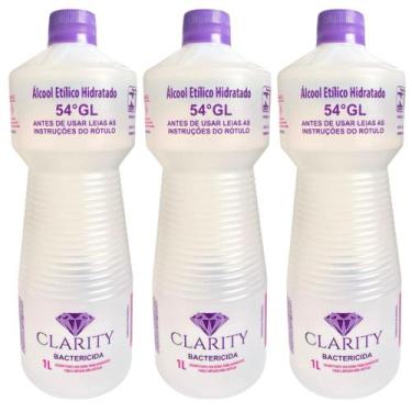 Imagem de Alcool Liquido 46% 1L Bactericida Clarity, kit3unidades