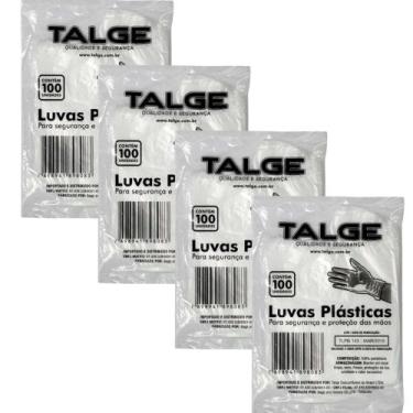 Imagem de Luva Plástica Descartável Proteção Higiene e Praticidade Talge 100un, 