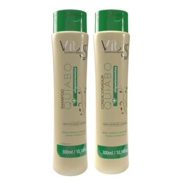 Imagem de Kit Shampoo 300ml e Condicionador 300ml Quiabo Vitiss Hidratação Limpe