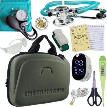 Imagem de Kit Enfermagem Super Luxo Maleta Exclusiva Completa - Love Saude, VERD