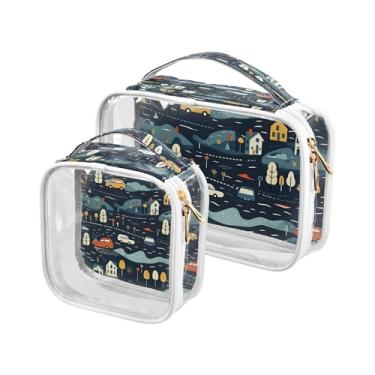 Imagem de xigua Bolsa de maquiagem de carros de desenho animado para mulheres, bolsa de cosméticos de viagem, bolsa de higiene portátil à prova d'água para viagens, férias, organização de banheiro