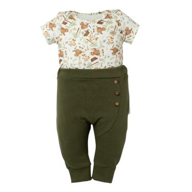 Imagem de Conjunto Bebê Body Curto + Calça Saruel Verde Camping - Hug