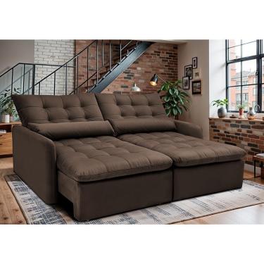 Imagem de Sofá Sem Caixa Retrátil 1,80m Softgel Celeste Velusoft Café Cama Inbox