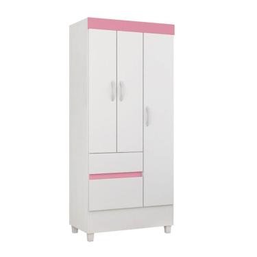 Imagem de Guarda Roupa 3 Portas Com Pés Wind Branco Rosa Flex 32860