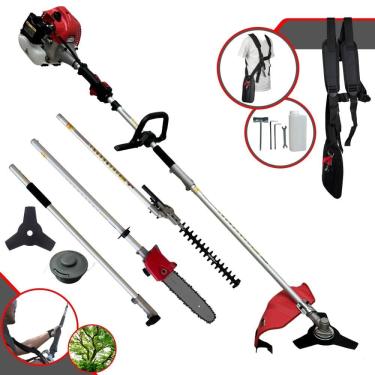 Imagem de Aparador de Cerca Viva Esqueletadeira e Roçadeira Toyama TBC43MT Bipartido C/ Extensor 43cc 1,8HP 9200rpm Com Alcance Aproximado de 5 Metros de Altura