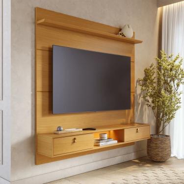 Imagem de Painel Home Suspenso Bali com Nicho e Led para TV até 60 Polegadas Naturale Colibri