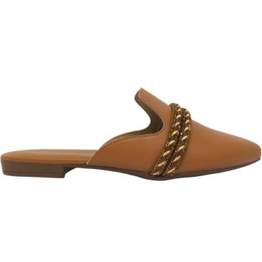 Imagem de Mule Feminino Casual Social Dia a Dia Passeio Trabalho Bico Fino Com Strass Conforto Be...