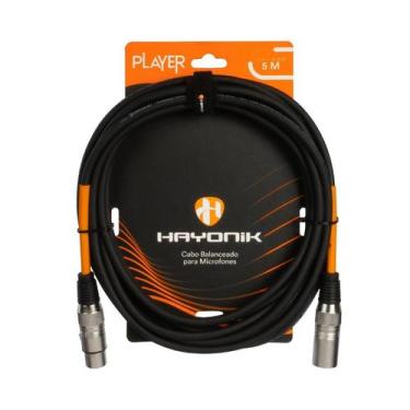Imagem de Cabo Para Microfone Player XLR F / XLR M 5M Preto Hayonik