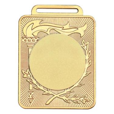 Imagem de Kit Com 10 Medalhas Vitória Lisa 50600 50x60 MM Com Fita, Ouro