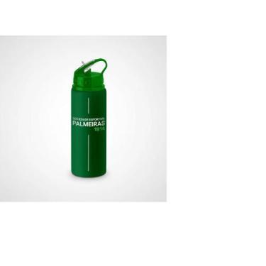Imagem de Garrafa Squeeze Palmeiras Com Canudo Alumínio Licenciado Academia 500m