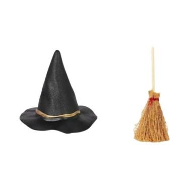 Imagem de Toppers De Cupcake De Resina Com Tema De Halloween: Chapéu De Bruxa E 