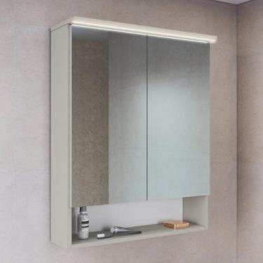Imagem de Armário Espelheira para Banheiro com 2 Portas e Iluminação LED Bege/Ar