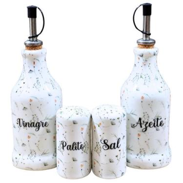 Imagem de Kit Galheteiro - Porcelana Decorada - Arabesco Peças:4pçs - Antilope D