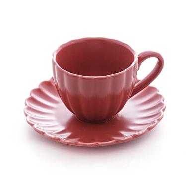 Imagem de XÍCARAS COM PIRES PARA CAFÉ DE PORCELANA WOLFF 2 PEÇAS PÉTALA 90ml VERMELHO MATT