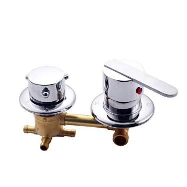 Imagem de Interruptores de chuveiro de 3/4/5 vias, controle de torneiras de sala de latão, acessórios para cabine de mistura, válvula de mistura, painel de entrada de torneira de desviador de água quente e fria, peça de reparo de conversão, cartucho de cerâmica, suporte duplo