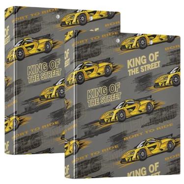 Imagem de Fichários de caderno de carros esportivos de 3,5 cm e 3,5 cm, fichários de caderno de três anéis com bolsos internos, pacote com 1/2 fichário de escritório, 200 folhas