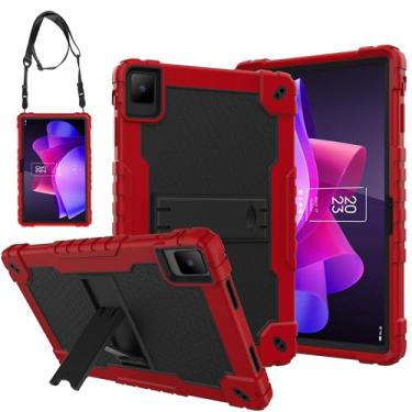 Imagem de Doemoil Capa para tablet TCL Tab 10 Gen 2 de 10,4 polegadas, capa robusta híbrida à prova de choque com suporte integrado para tablet TCL Tab 10 2ª geração 2023 com alça de ombro (vermelho + preto)