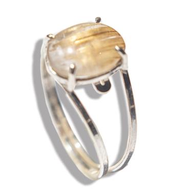 Imagem de Anel Oval Pedra Rutilo no Quartzo 10mm Prata 950 Ajustável