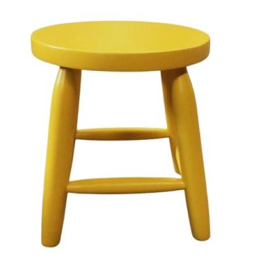Imagem de Banquinho De Madeira Altura 30 Cm Assento MDF Amarelo
