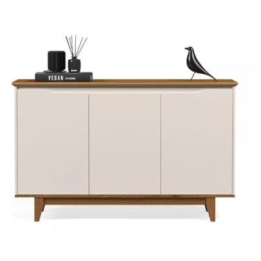 Imagem de Aparador Buffet Armário 3 Portas Versátil Cores - Rede M (Offwhite/Freijó)