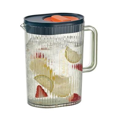 Imagem de YYZIIOQ Jarra de plástico de 1,927 g/0,52 galões/2,0 litros com tampa, garrafas ecológicas transparentes, quentes/frias, jarro de água para geladeira para suco de limonada quente/frio, chaleira