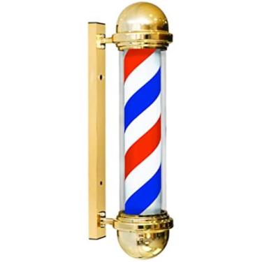 Imagem de Luz de sinalização de poste de barbeiros LED para salão de cabeleireiro luz de giro montada na parede retrô vermelho branco azul rotativo barbearia ao ar livre à prova d'água caixa de luz de