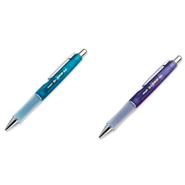 Imagem de (2) Caneta esferográfica Pilot com tinta gel retrátil e recarregável Dr. Grip, ponta fina, tubo roxo, tinta preta (36261) e barril azul, tinta preta, caneta única (36260)