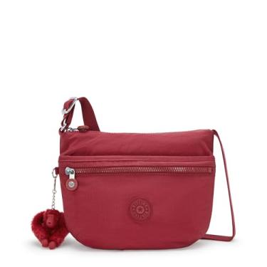 Imagem de Kipling Bolsa tiracolo feminina Arto pequena, leve para o dia a dia, bolsa de ombro casual de nylon, Vermelho descolado, 9.75''L x 8.25''H x 1.25''D