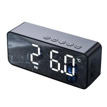 Imagem de Despertador Com Alto-falante Bluetooth, Rádio Despertador Com Alto-falante Bluetooth, Display de Temperatura e Alarmes Duplos, Despertador Digital LED Espelhado para Cabeceira do