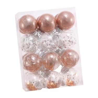 Imagem de oshhni 24x Enfeites de Bola de Natal, Bolas Decorativas Transparentes, Pingentes de Árvore de Natal Artesanato Conjunto de Bolas de Árvore de Natal para, Ouro Rosa Claro