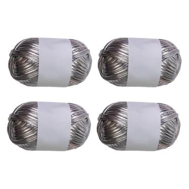 Imagem de Vaveren 4x Fios metálicos para camisetas Fios de poliéster Fios de poliéster Fios para decoração de casa Fios para tricô Conjunto de fios para bolsas de, Cinza Prateado