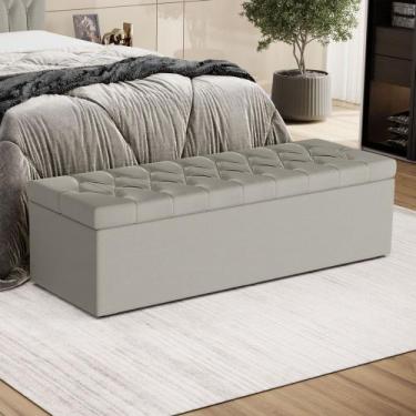 Imagem de Calçadeira Sagitarius 140 para Cama de Casal Couro Artificial Bege Ara