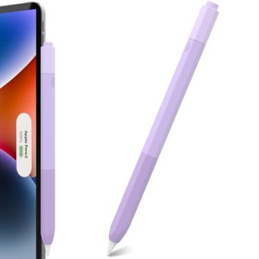 Imagem de CUBETOOU Capa hexagonal clássica para Apple Pencil 2ª geração, capa protetora de silicone para Apple Pencil Pro (roxo gradiente)